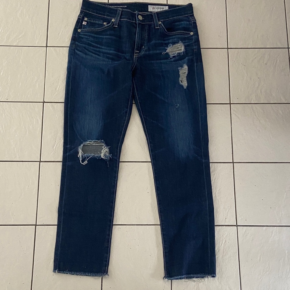 AG Ex-Boyfriend Slouchy Slim Distressed Ankle Jeans